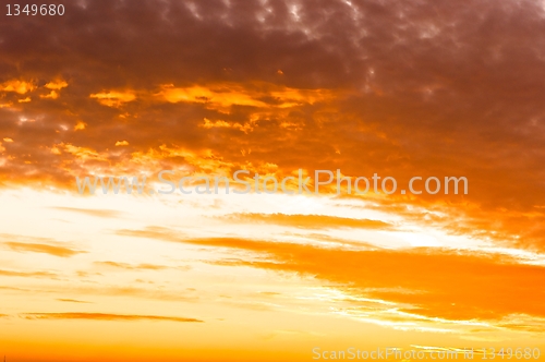 Image of Sunset with orange clouds