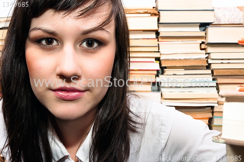 Image of University student and her books 
