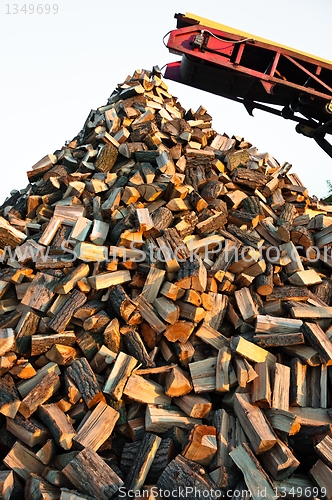 Image of Firewood comes out of a machine