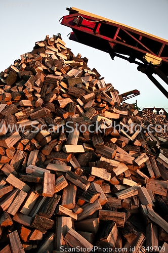 Image of Angle shot of a pile of firewood