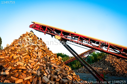 Image of Firewood comes out of a machine