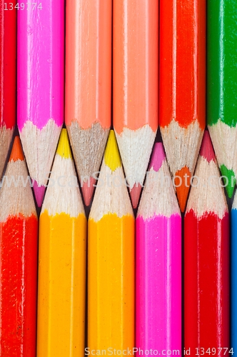 Image of Colorful pencils closeup shot
