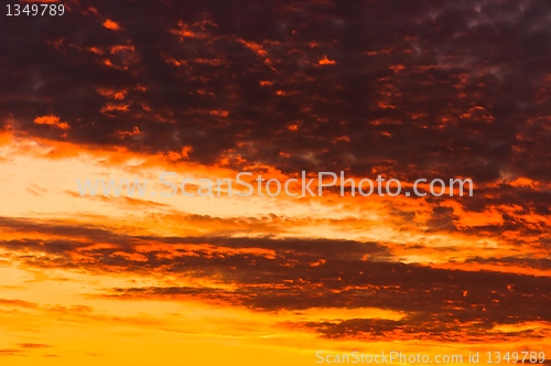Image of Sunset with orange cloud