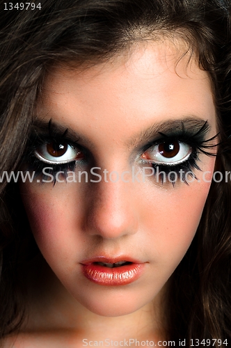 Image of Closeup of a beutiful young girl with great makeup