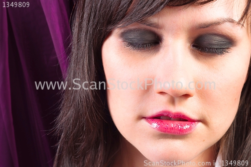Image of Closeup of a young woman with beautiful makeup
