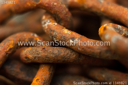 Image of Old rusty chain with selective focus