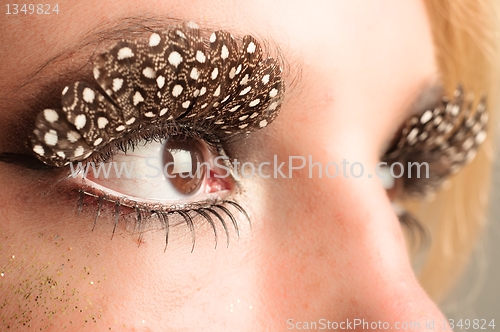 Image of Eye of a girl with extreme makeup