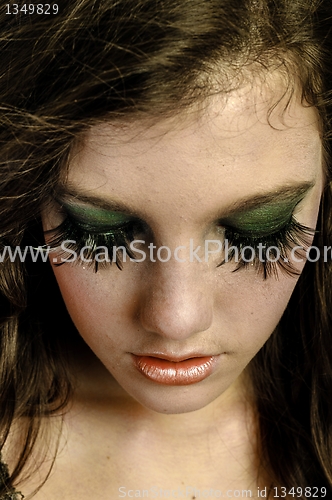 Image of Autumnal makeup on beautiful young model