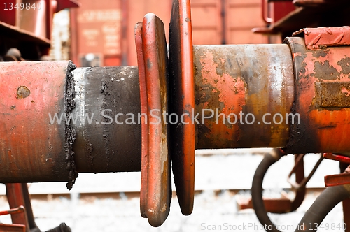 Image of Train connection closeup photo