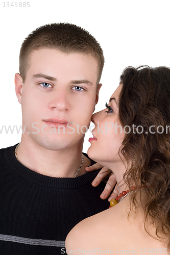 Image of Portrait of the young couple. Isolated on white