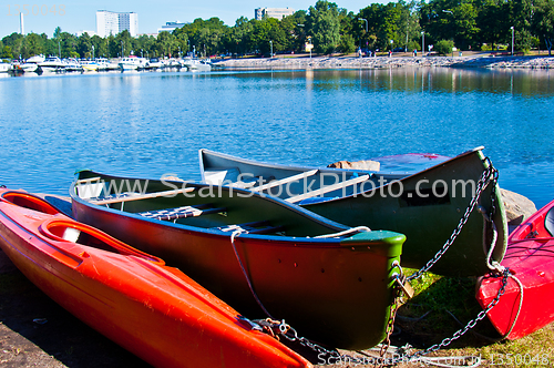 Image of Colorful canoes