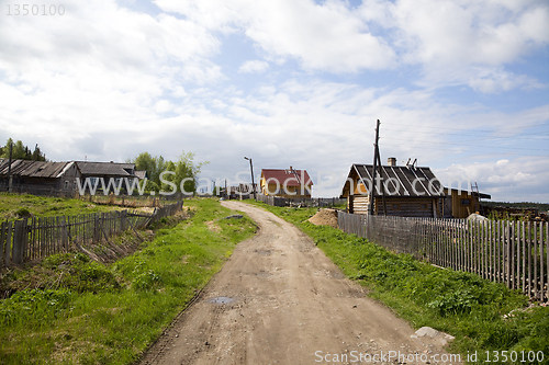 Image of Kovda old Russian village. Summer.