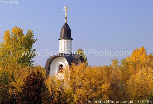 Image of White Chapel and Golden Trees