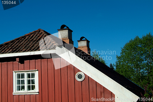 Image of Detail of old, red house