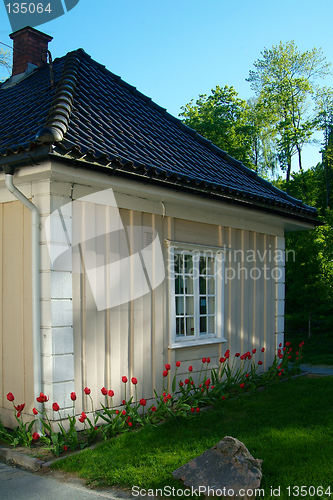 Image of Detail of small, wooden house