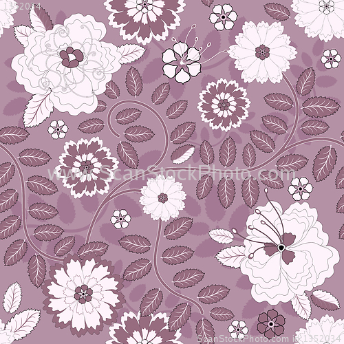 Image of Seamless violet floral pattern