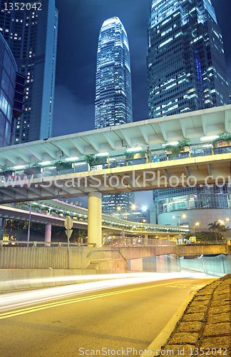 Image of traffic in Hong Kong at night 