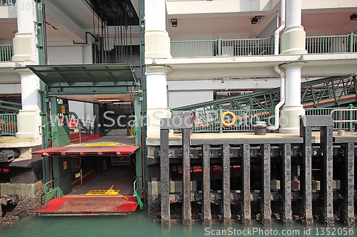 Image of Ferry board pier in hongkong