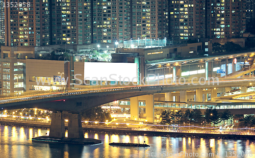 Image of Night shot of a city skyline.