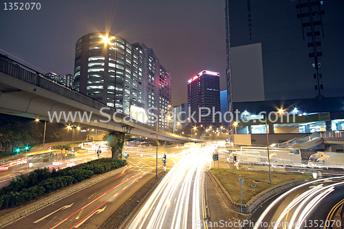 Image of traffic in modern city at night