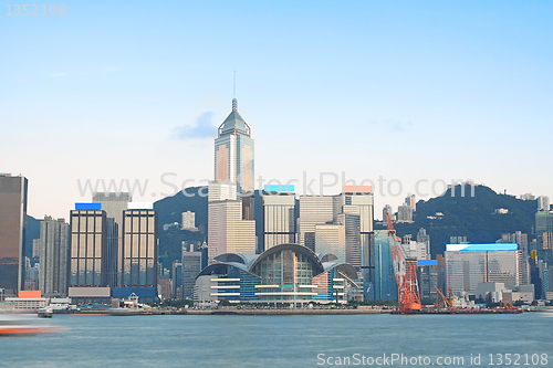 Image of China, Hong Kong waterfront buildings 