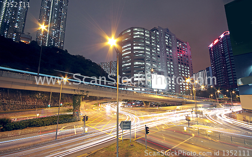 Image of traffic in modern city at night