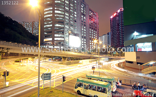 Image of traffic in modern city at night
