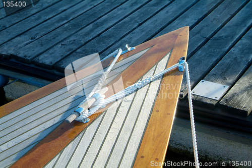 Image of Bow of classic sailboat