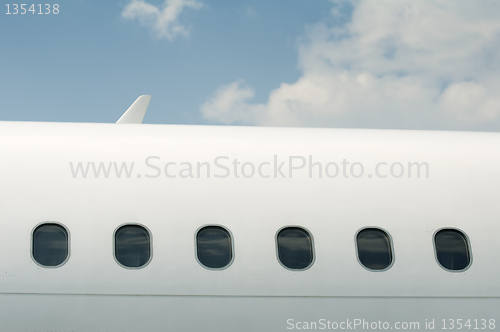 Image of Windows of an airplane outside
