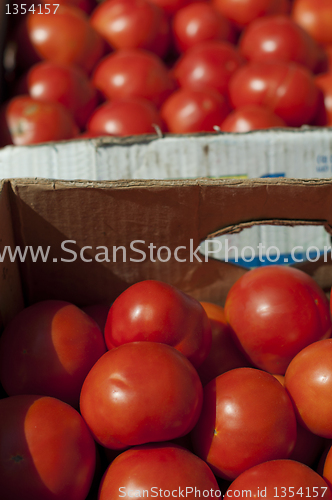 Image of Tomatoes in boxes in Wholesale market