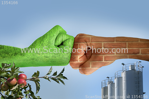 Image of Two hands against each other. Ecology 