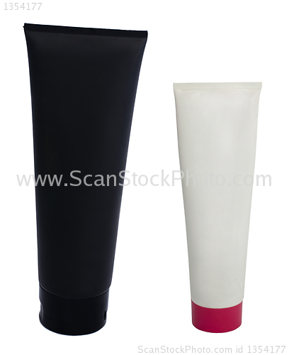 Image of Black and white cosmetic tubes