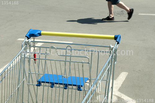 Image of Shopping cart and a man who walks