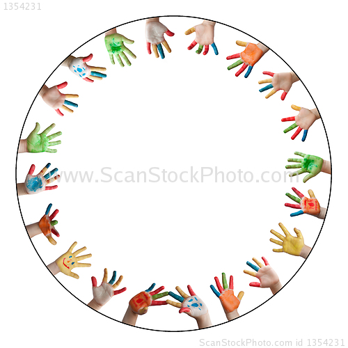Image of Painted colorful hands 