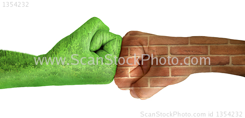 Image of Two hands against each other. Ecology 