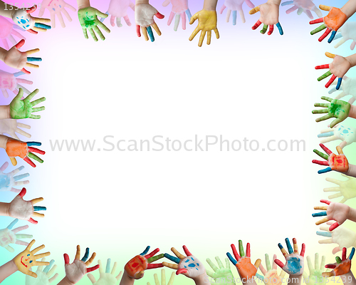 Image of Painted colorful hands 