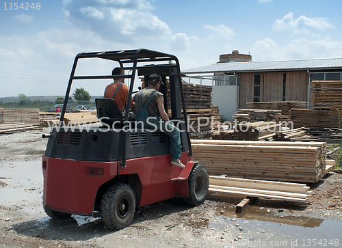Image of Carpentry factory and ordered timber