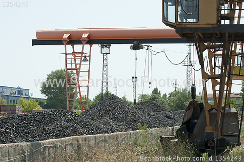 Image of Crane and piles of coal