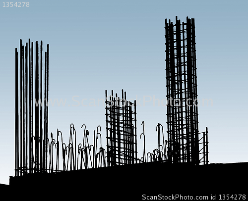 Image of Reinforcing steel in construction site