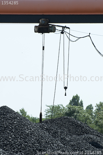 Image of Crane and piles of coal