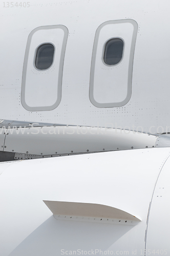 Image of Windows of an airplane outside