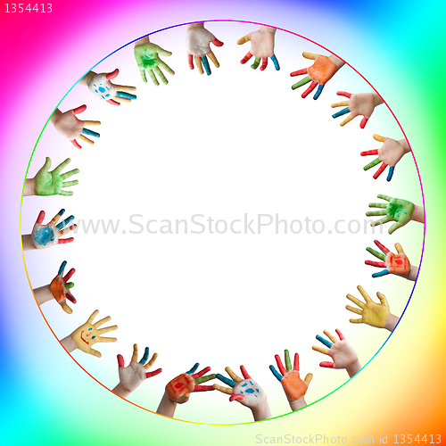 Image of Painted colorful hands 