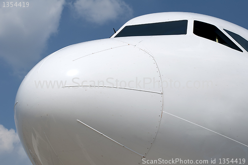 Image of The front of an aircraft in close up