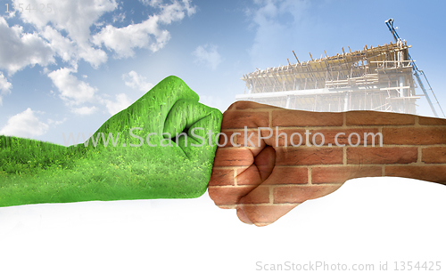 Image of Two hands against each other. Ecology 