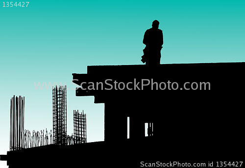 Image of Construction workers put formwork