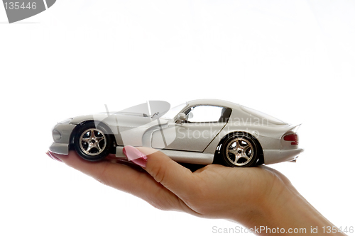 Image of Car toy on palm