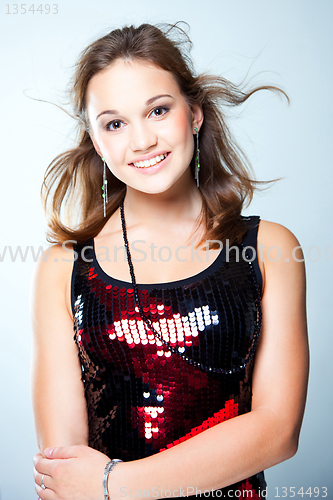 Image of Portrait of young beautiful dico dancer girl