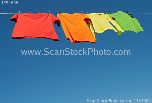 Image of Bright clothes on a laundry line