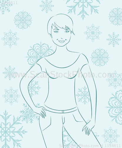Image of abstract winter girl portrait