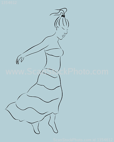Image of beautiful girl in skirt, sketch